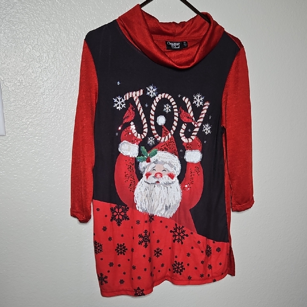 Festive Red and Black Santa Top.